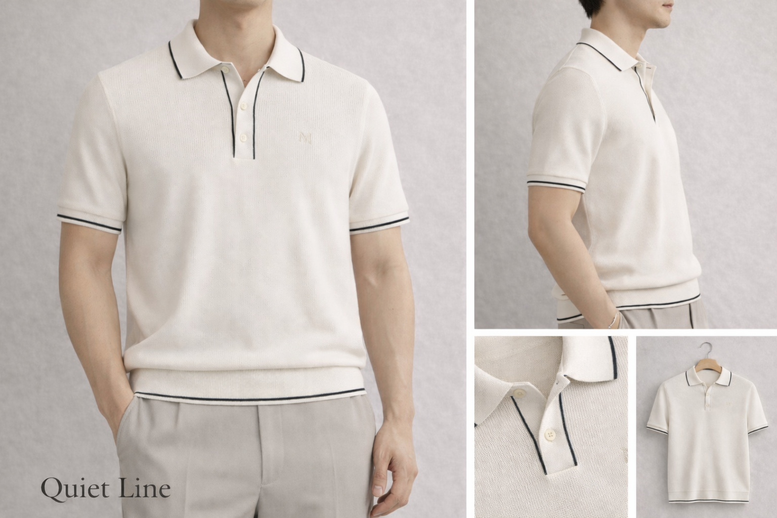 Áo polo Quiet Line – Kem