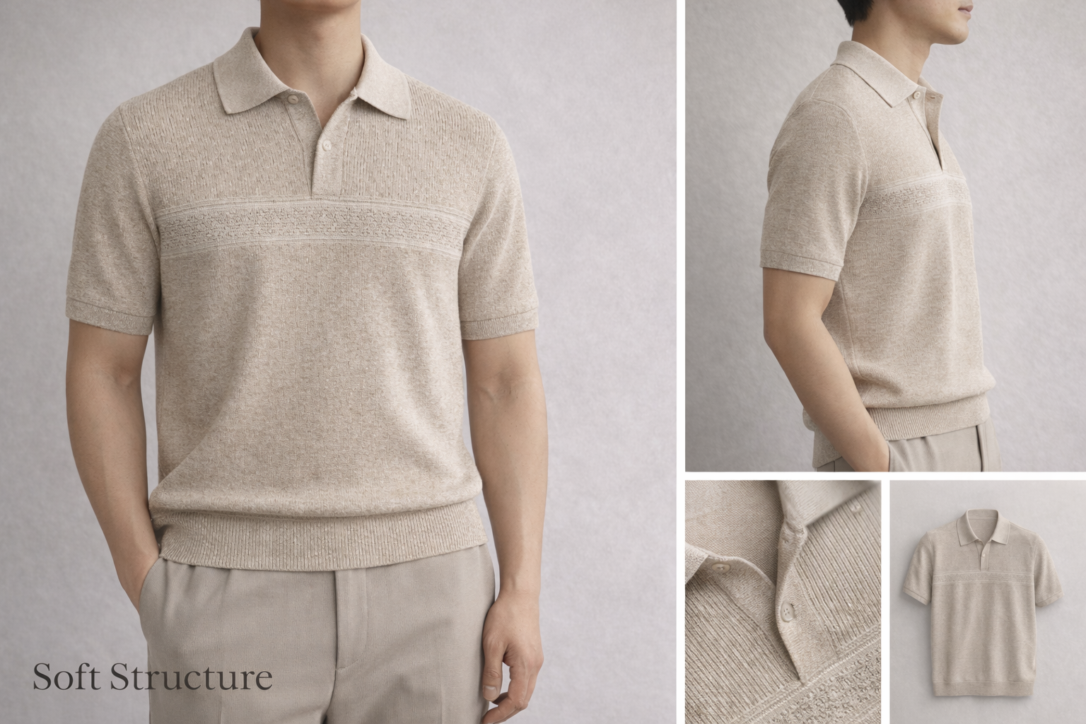 Áo polo Soft Texture – Be